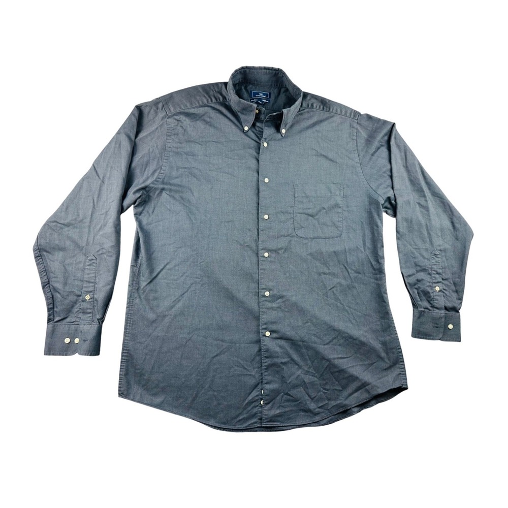 Dockers Button Down Shirt‎ Men L 16/16-1/2 34/35 Gray Wrinkle Free Long Sleeve